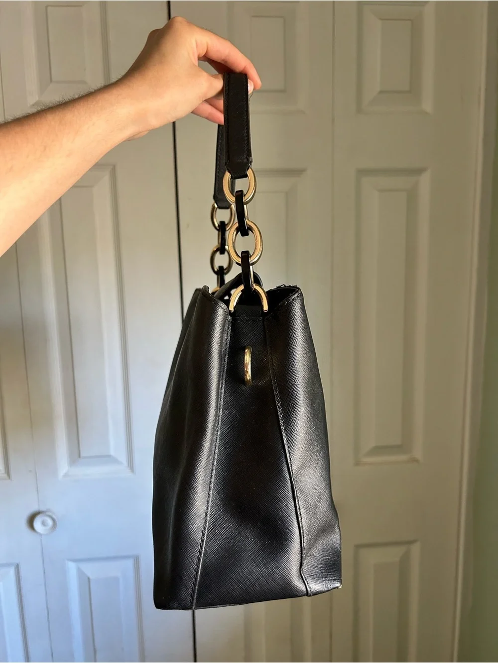 Michael Kors Portia Black Saffiano Leather Shoulder Bag